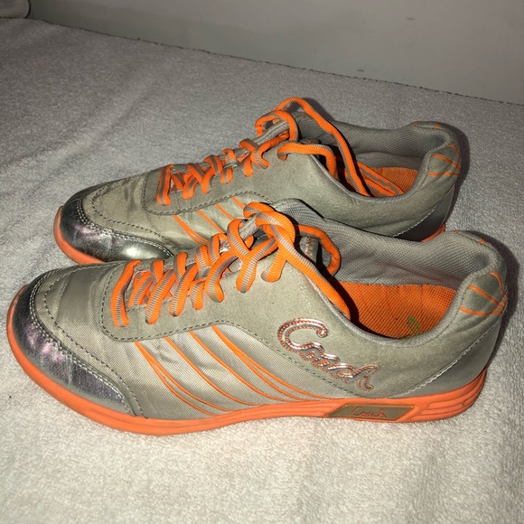 Coach silver / orange sneakers Sz 7.5 - Picture 1 of 6